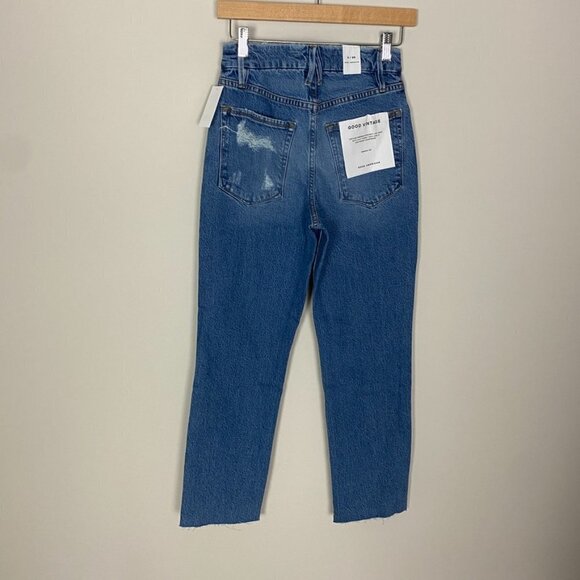 Good American Good Vintage Distressed High Rise Jeans Womens 0/25 Blue NWT - Picture 7 of 9